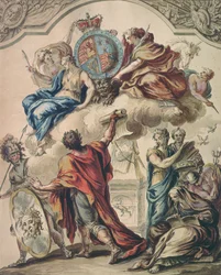 Progetto preliminare per un pannello per una carrozza reale per Giorgio I, XVIII secolo